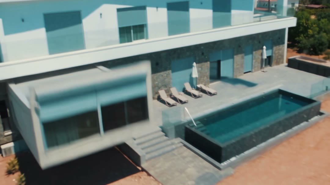 Aerial view of a contemporary villa built by Theodosiou Construction & Developing near Polis Chrysochous